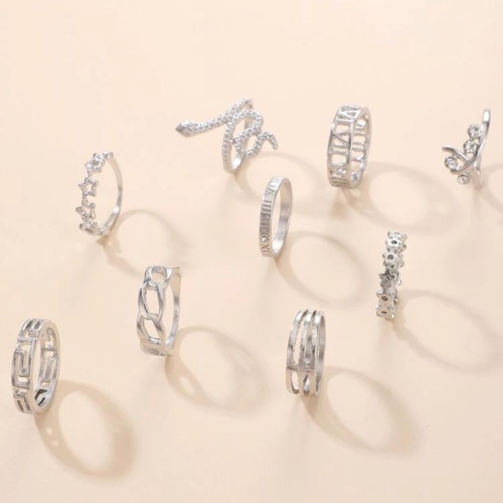 Silver ring set